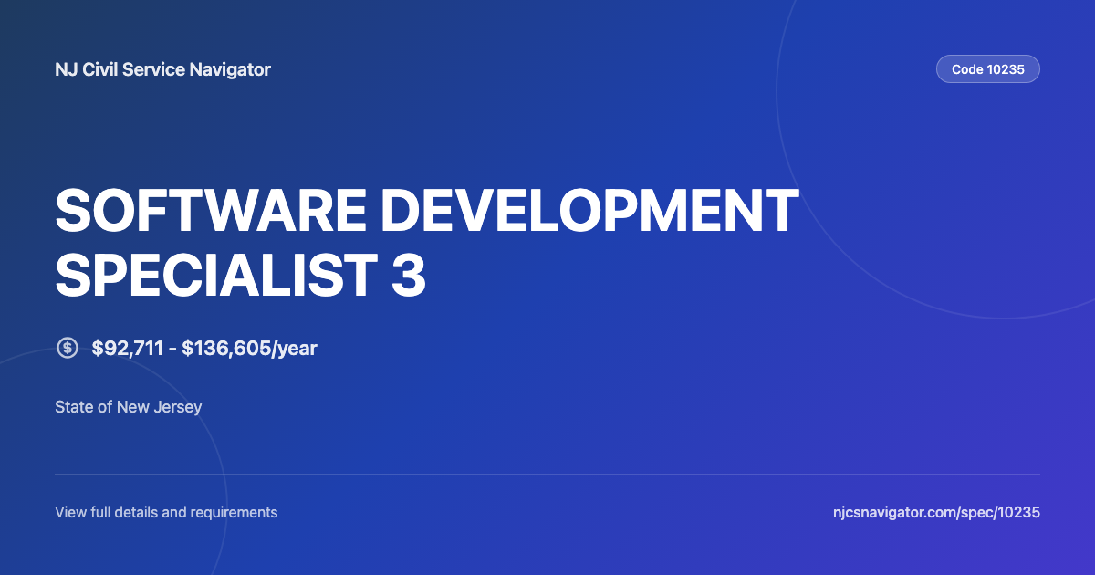 SOFTWARE DEVELOPMENT SPECIALIST 3